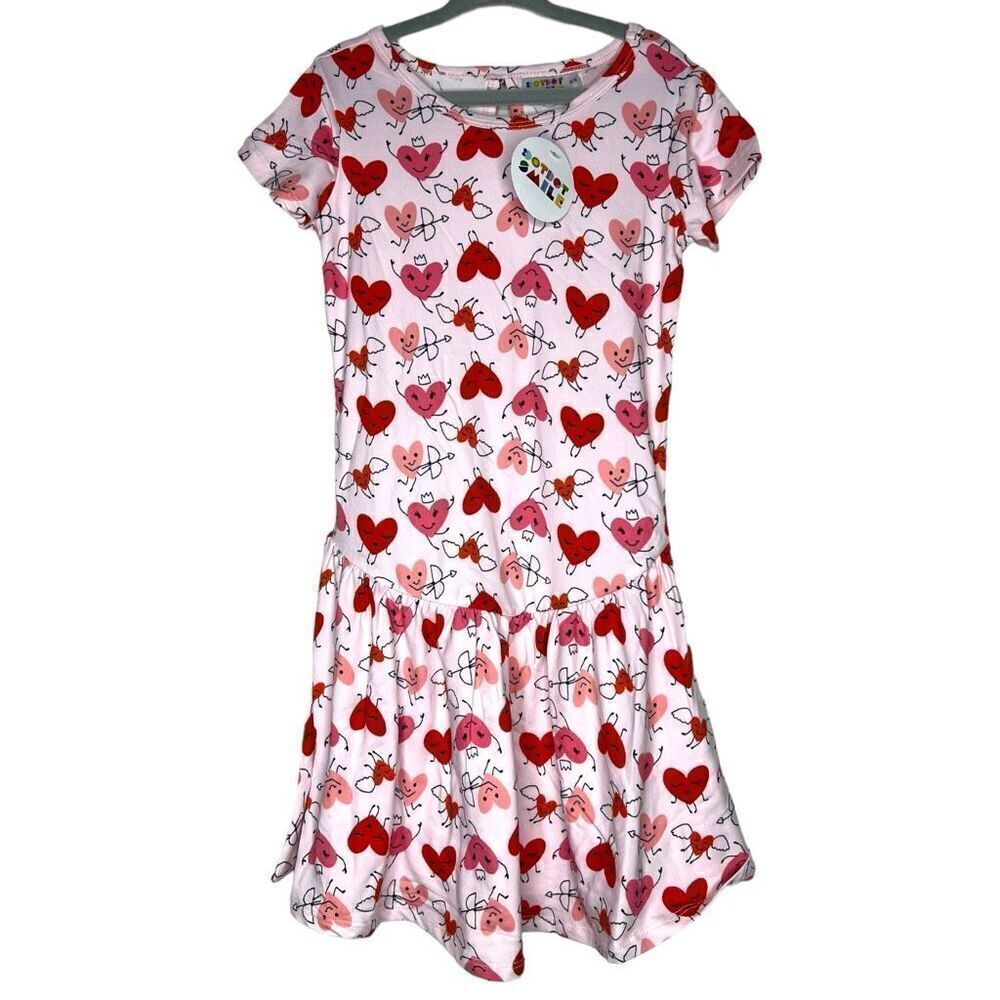 NEW Dot Dot Smile Pink Heart Cupids Valentine Flapper Dress 5/6